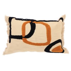 Handcrafted Tufted Cotton Slub Lumbar Pillow