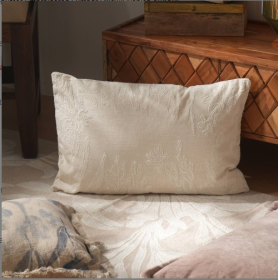 Cotton Underwater Embroidered Lumbar Pillow Cushion-18X18