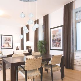 9 light Crystal Spheres Chandelier  // Round Chrome Canopy