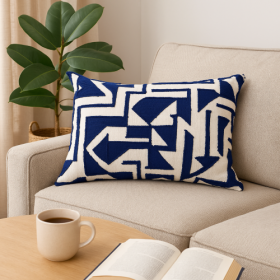 Handcrafted Cotton Slub Abstract Printed Rectangle Pillow