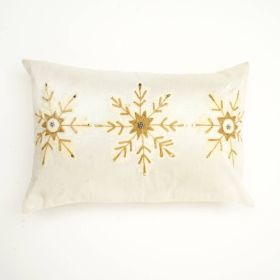 Snow Fall Bead Work Pillow Elegant Winter Accent