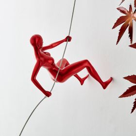 Metallic Red Wall Sculpture Climbing 8" Woman