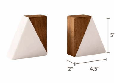 Better Homes & Gardens Wood and Marble Bookends, 1.77" x 4.56"