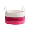 Cotton Round White Pink Laundry and Storage Basket