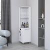 White Corner Bar Cabinet with Glass Holder and Wine Rack