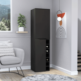 Haora Tall Bar Double Door Cabinet, Seven Built-in Wine Rack, One Mobile Shelf, Two Interior Shelves