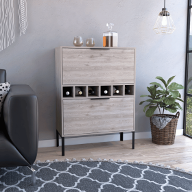 Staten Bar Cabinet, Six Built-in Wine Rack, Two Door Flexible Cabinets