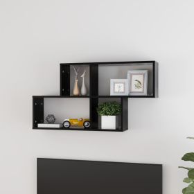 Wall Shelf Black 39.4"x7.1"x20.9" Engineered Wood