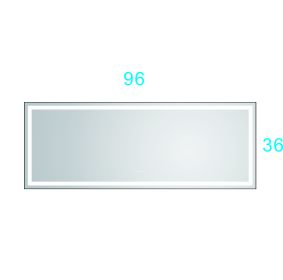 96in. W x36 in. H Framed LED Single Bathroom Vanity Mirror in Polished Crystal Bathroom Vanity LED Mirror with 3 Color Lights Mirror for Bathroom