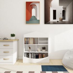 Multi-Functional 7 Shelf Bookcase, Storage Display, Rack, Organizer, White,14.37" D x 31.50" W x39.37" H