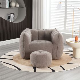 Soft Bean Bag Chair with High Resilient Foam(Chips)for living room and bedroom,Comfortable Square Lazy Sofa with Footstool, Cover for Adults to G