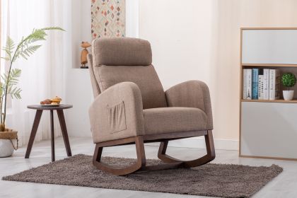 COOLMORE Rocking Chair, Modern Glider Chair, Recliner Armchair with Wood Legs and Side Pocket