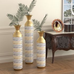 High Floor Vase Flowers - 24/28.7/33.5 "Oversized Floor vase Set of 3 large metal glazed vases Pampas Prairie Twigs Vintage Grey oversized vases