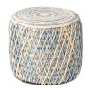 Round Pouf Ottoman Natural Seagrass Foot Stool Hand Woven Footstool Soft Padded Seat Home Decorative Boho Modern Pouffe for The Living Room Bedroom En