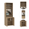 Prana Bar Cabinet, Two Shelves, Five Built-in Wine Rack, Double Door -Light Oak