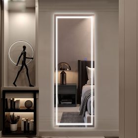 63"x16" Rectangular Frameless LED Lighted Wall-mounted Bathroom Vanity Mirror in White Bathroom Vanity Mirror for Bedroom Entryway