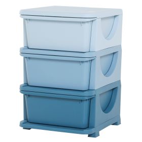 3 Tier Kids Storage Unit Dresser Tower with Drawers Chest Toy Organizer for Bedroom Nursery Kindergarten Living Room for Boys Girls Toddlers, Blu