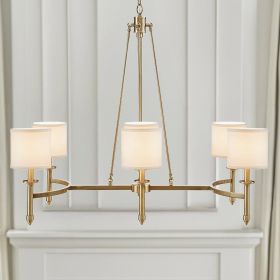 6-light Chandelier with Fabric Drum Shades