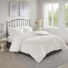 3 Piece Tufted Cotton Chenille Damask Comforter Set