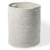 Recycled Cotton Laundry Basket Woven Rope White Gray Melange Blanket Storage Basket Toys Towels Laundry and Living Room Organization 15x15x17.7 inch E