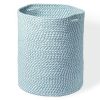 Recycled Cotton Laundry Basket White Blue Melange Woven Rope Blanket Storage Basket Toys Towels Laundry and Living Room Organization 15x15x17.7 inch E