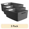(3 pack) Curver Jute Medium Grey Plastic Storage Basket