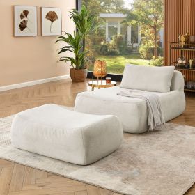 Bean Bag Chair Large Indoor Beanbag Sofa , Lazy Beanbag with waist pillow&Ottoman for Bedroom (Beige)