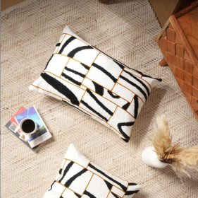 Cotton Slub Pillow With Tufted Embroidery