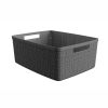(3 pack) Curver Jute Medium Grey Plastic Storage Basket