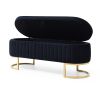 Storage Bench, Bedroom Bench, Velvet Oval Upholstered with Golden Metal Legs, 50" Modern Storage Ottoman for Bedroom, Living Room