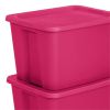 18 Gallon Tote Box Plastic;  Fuchsia Burst;  Set of 8