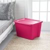 18 Gallon Tote Box Plastic;  Fuchsia Burst;  Set of 8