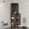 Cincinatti Corner Bar Cabinet, Cup Rack, Two External Shelves, One Drawer, Four Legs -Dark Brown