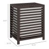 HOMCOM 55 L Bamboo Laundry Basket with Lid, Cloth Hamper with Removable Liner Bag, 19.75 x 14.25 x 23.5 Inches, Coffee