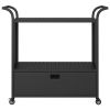 Bar Cart with Drawer Black 39.4"x17.7"x38.2" Poly Rattan