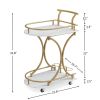 2-Tier Bar Cart,Gold Wine Cart with Wine Rack & Glass Holder,Mobile Bar Serving Cart,for Party,Home,Rolling Drink Trolley for Living Room