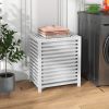 HOMCOM Bamboo Laundry Basket, 55L, with Lid and Removable Liner Bag, White, Space-Saving and Stylish
