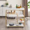 6-Tier Bar Cart, Slide Bar Serving Cart, Retro Style Wine Cart for Kitchen, Beverage Cart with Wine Rack and Glass Holder