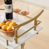2-Tier Bar Cart,Gold Wine Cart with Wine Rack & Glass Holder,Mobile Bar Serving Cart,for Party,Home,Rolling Drink Trolley for Living Room