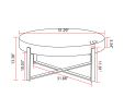 31.29"Modern Retro Splicing Round Coffee Table, Fir Wood Table Top with Black Cross Legs Base(Same SKU:W75770652)