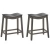 Set of 2 Saddle Bar Stools with Rubber Wood Legs