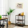 Mobile Kitchen Bar Cart Serving Trolley with Wine Rack