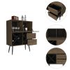 Black Wengue 4-Bottle 2-Drawer Bar Cabinet Mahogany and