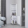 White Corner Bar Cabinet with Glass Holder and Wine Rack