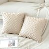 Soft Throw Pillow Covers 18x18 - Plush Wool Decorative Pillow Covers - Couch Sofa Pillow Covers for Living Room - with 3D Pattern - Set of 2 - Cream W