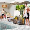 Outsunny Pool Float Storage, Pool Caddy, with Wheels, 43.25" L x 22.5" W x 28" H, Light Gray