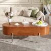 U-Can 47.2''Lift Top Coffee Table with 360-degree Marble-patterned rotating tray,Hidden Compartment, Partially Assembled Wooden Center Table