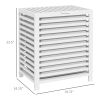 HOMCOM Bamboo Laundry Basket, 55L, with Lid and Removable Liner Bag, White, Space-Saving and Stylish