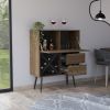 Black Wengue 4-Bottle 2-Drawer Bar Cabinet Mahogany and