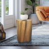 Outdoor End Table Faux Wood,  17.9in Wood Stump Stool, Deck or Garden